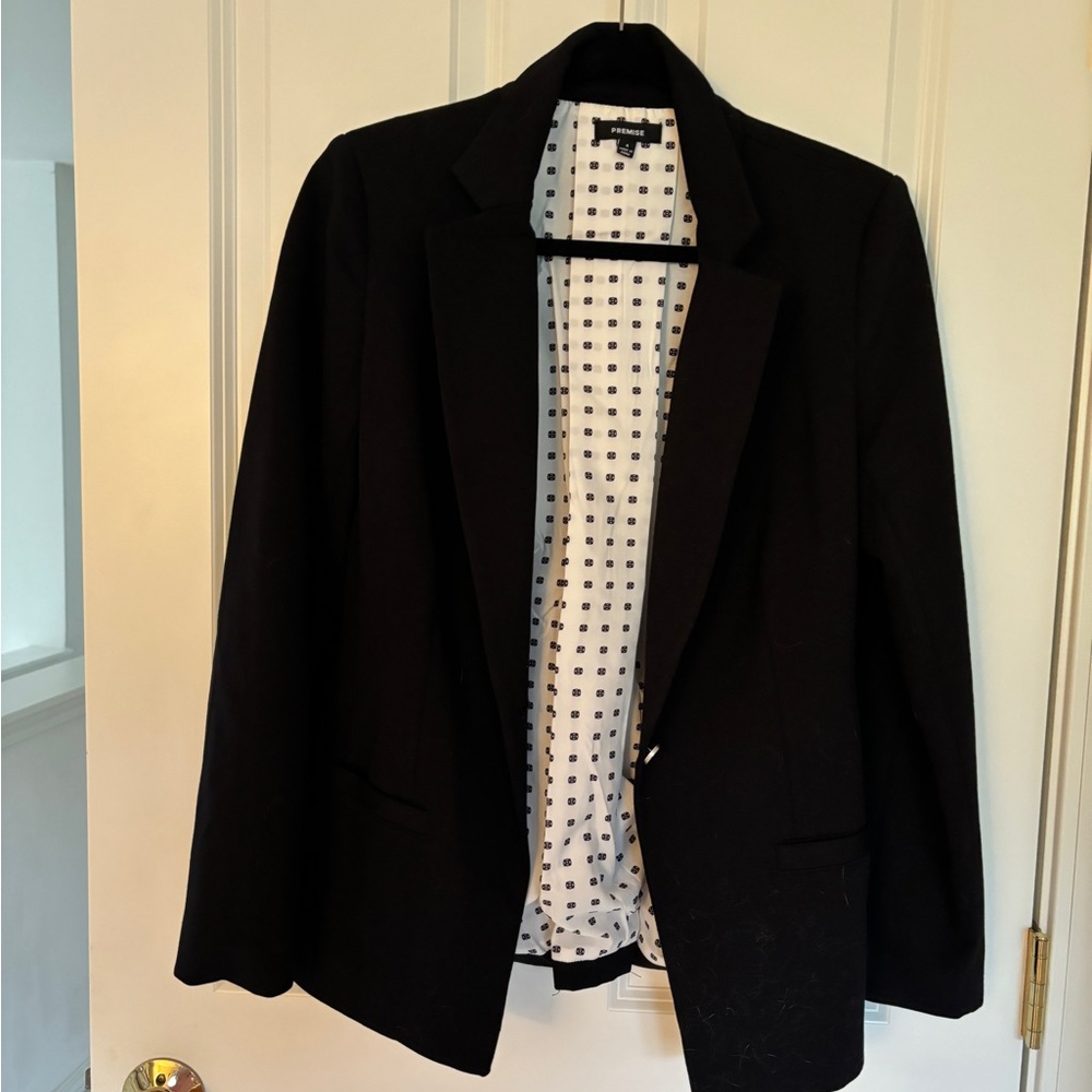 Black Blazer with Polka Dot Lining